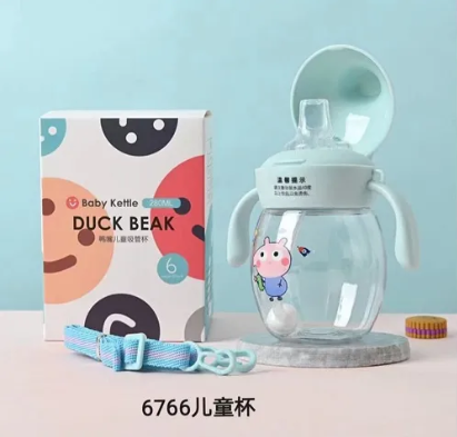 Baby Kettle Duck Beak Children's Straw Water Cup Learning Baby Drinking Water and Milk Leak-proof Drinking Cup- 1pcs [Color as per stock]