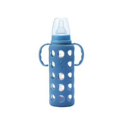 Glass feeding bottle with handle regular-neck.240ml.