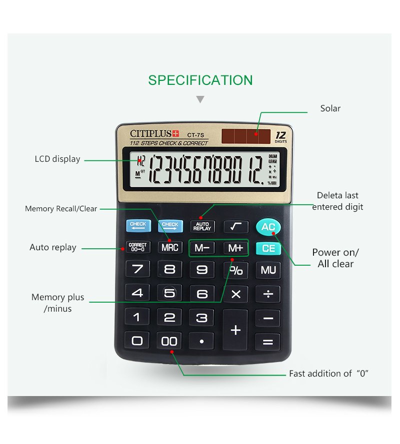 Citiplus Check And Correct Series Electronic Calculator - CT-7S