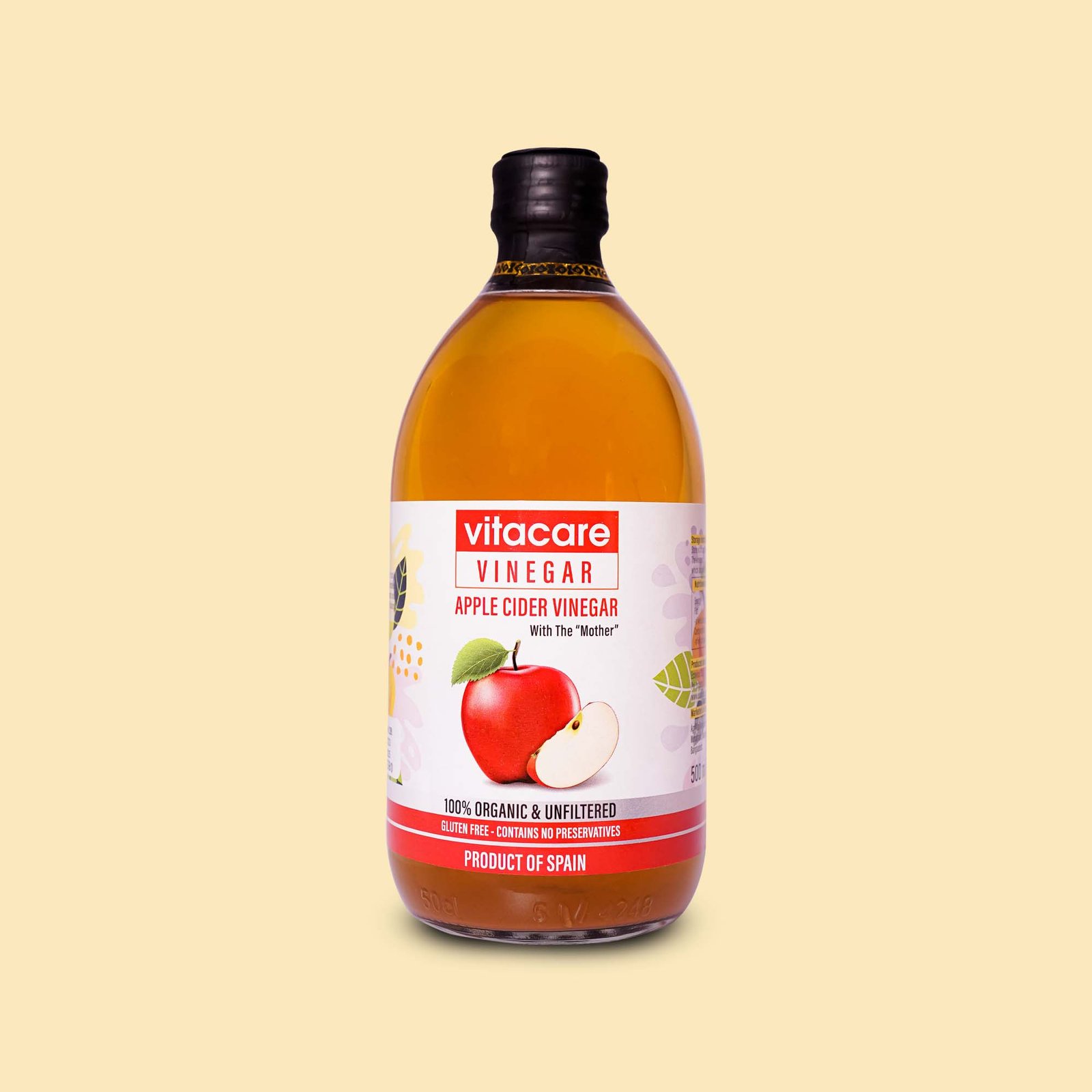 Vitacare Apple Cider Vinegar with The Mother 500 ml Glass Bottle